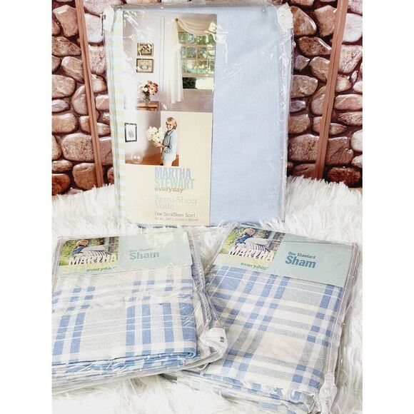 1990's Martha Stewart Semi Sheer Voile and Two Standard Shams #B2 - Picture 1 of 8